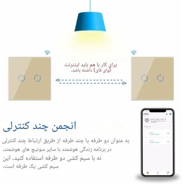 کلید سه پل هوشمند لمسی مشکی با قابلیت کنترل از طریق WiFi و ریموت - Image 11