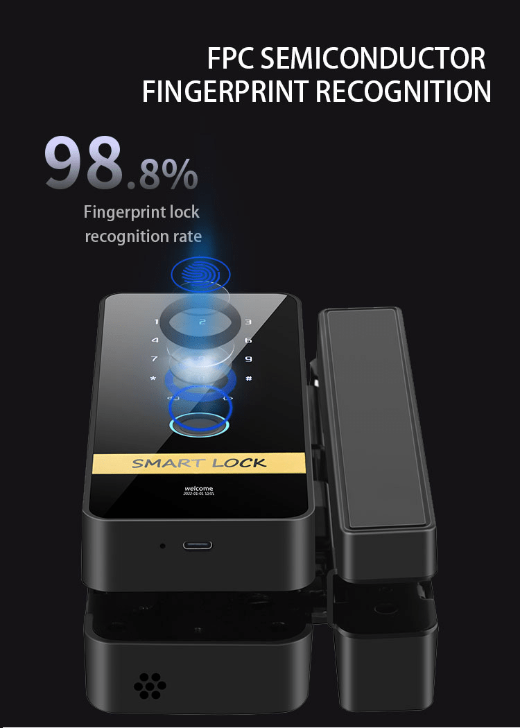 قفل شیشه سکوریت اثرانگشتی -کارتی -رمزی وموبایلی GL02 - Image 14