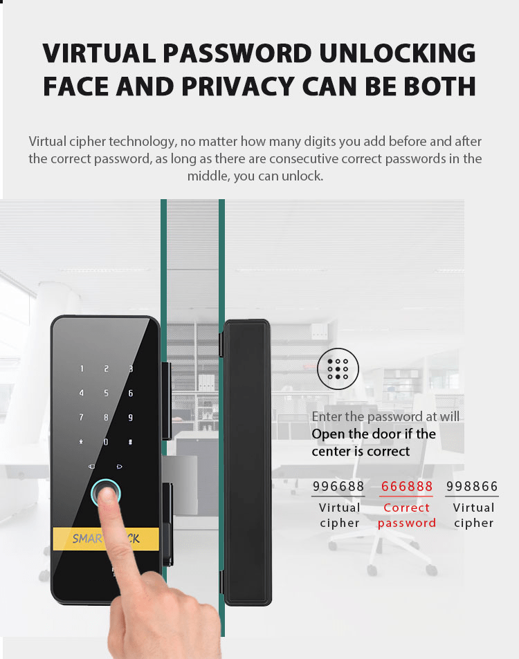 قفل شیشه سکوریت اثرانگشتی -کارتی -رمزی وموبایلی GL02 - Image 18