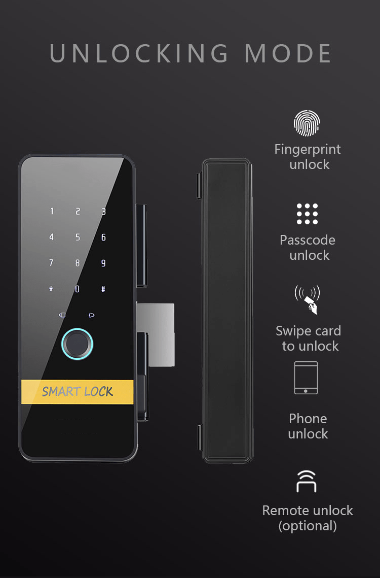 قفل شیشه سکوریت اثرانگشتی -کارتی -رمزی وموبایلی GL02 - Image 19